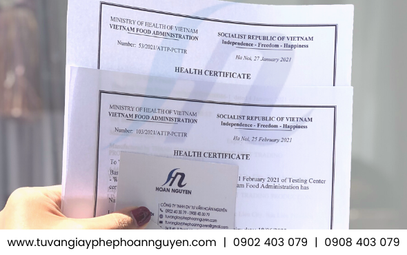Health Certificate giấy chứng nhận y tế sản phẩm xuất khẩu
