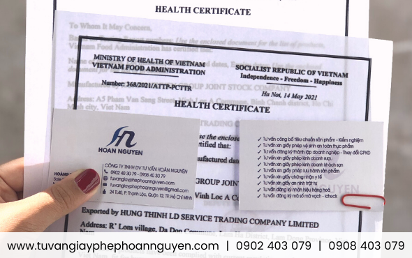 Chứng nhận Health Certificate cho sản phẩm xuất khẩu Chứng nhận Health Certificate cho sản phẩm xuất khẩu