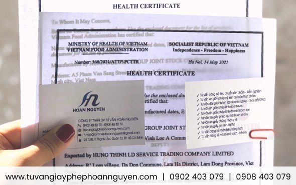 Giấy chứng nhận y tế cho sản phẩm thực phẩm xuất khẩu Giấy chứng nhận y tế cho sản phẩm thực phẩm xuất khẩu