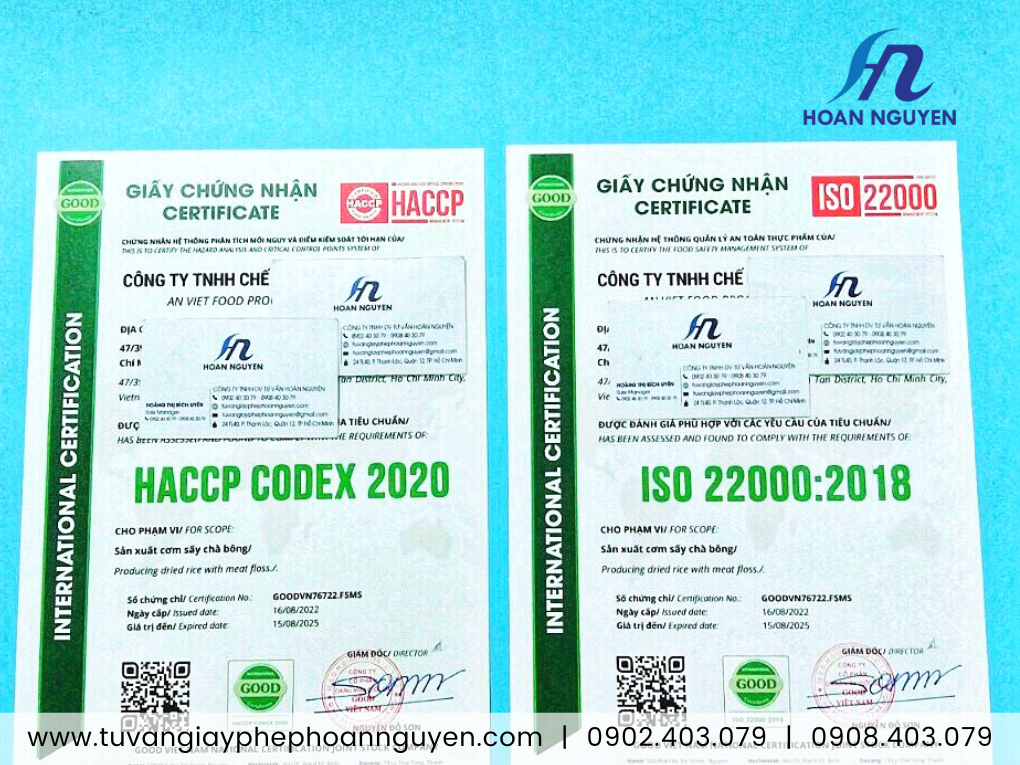 Hoàn Nguyên làm nhanh ISO 22000 - HACCP cơ sở sản xuất/đóng gói cơm sấy chà bông