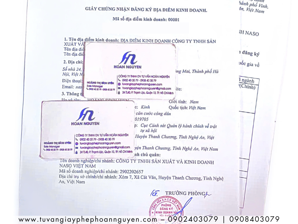 HOÀN NGUYÊN đăng ký thay đổi thông tin địa điểm kinh doanh HOÀN NGUYÊN đăng ký thay đổi thông tin địa điểm kinh doanh